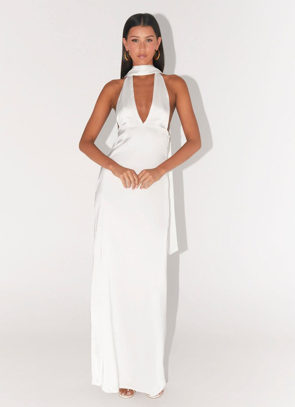 New Peppermayo Alicia Satin Halter Maxi Dress Halter Dress Size Large MSRP $98
